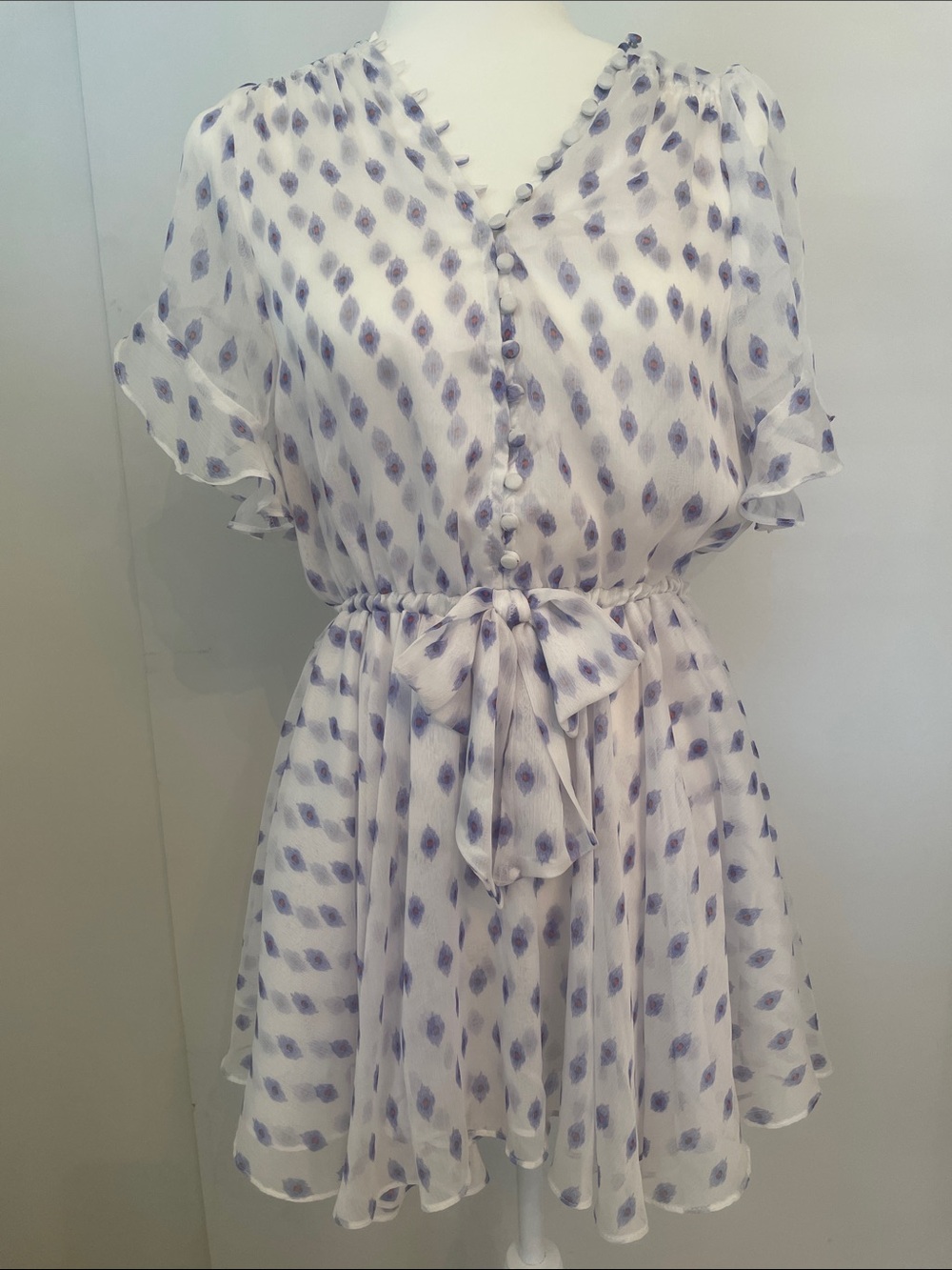 Misa Los Angeles White and Lavender Mini Dress